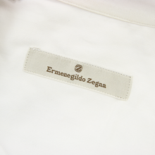 Zegna Pearl White Cotton Twill MOP Buttons Straight Collar Dress Shirt 38EU/15US