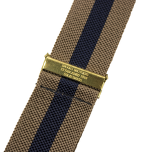 Brooks Brothers Blue Brown Silk Woven Striped Brass Adjusters Suspenders