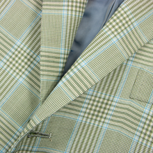 Kiton Pale Green Blue 100% Cashmere Plaid Dual Vents 3/2 Roll Jacket 46L