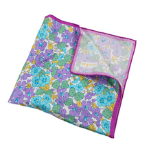 NWT Kiton Napoli Magenta Multi Color 100% Silk Floral Hand Rolled Pocket Square