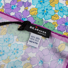 NWT Kiton Napoli Magenta Multi Color 100% Silk Floral Hand Rolled Pocket Square