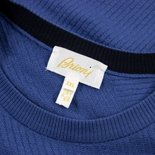Brioni Blue Wool Textured Piped Long Sleeve Knit Crew Neck Sweater 2XL