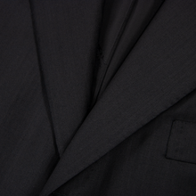 Kiton Napoli Black Wool Mute Striped Surgeon Cuffs Hand  Pleated 3Btn Suit 44L