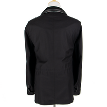 Zegna Black Wool Leather Trim Remov. Hooded Elements Coat 56EU/46US