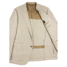 NWOT Battaglia Brown White Wool Silk Woven Flecked Hand Tailored Jacket 44R