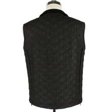 NWOT Black 100% Silk Quilted Leather Details Padded Full Zip Gilet Vest L