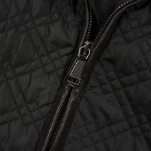 NWOT Black 100% Silk Quilted Leather Details Padded Full Zip Gilet Vest L