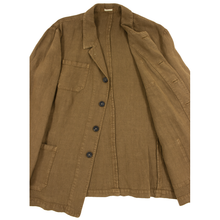 Massimo Alba Brown Linen Garment Washed Quad Patch Pkts Chore Jacket 42US