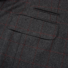 NWOT Berluti Grey Red Cashmere Wool Windowpane Plush Flat F. Bespoke Suit 44L
