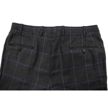 LNWOT Kiton Charcoal Grey Blue Wool Cashmere Windowpane FF Dress Pants 32W/48EU