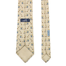 Hermes Tan Multi Color 100% Silk Hole In One Rabbit Glossy Tipped Tie 7956 EA