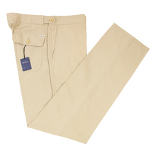 NWT Faconnable Beige Cotton Unlined Side Tabs Flat Front Pants 34W