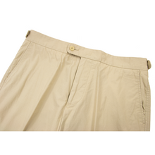 NWT Faconnable Beige Cotton Unlined Side Tabs Flat Front Pants 34W