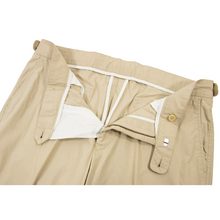 NWT Faconnable Beige Cotton Unlined Side Tabs Flat Front Pants 34W