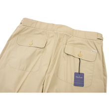 NWT Faconnable Beige Cotton Unlined Side Tabs Flat Front Pants 34W
