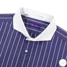 Ralph Lauren Purple Label Blue White Cotton Contrast Clr French Cuff Shirt 17