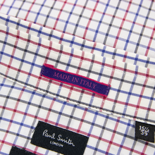 Paul Smith White Multi Cotton Check Italy Flip Cuff Spread Dress Shirt 39EU/15.5