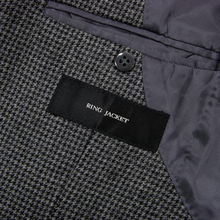 LNWOT Ring Jacket Black Grey Wool Houndstooth Patch Pkts 3/2 Roll Jacket 42R