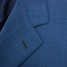 Brioni Cerulean Blue Wool Woven Windowpane Dual Vents 3Btn Jacket 46R