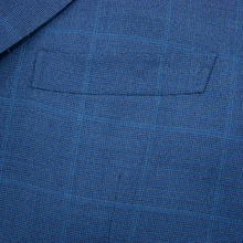 Brioni Cerulean Blue Wool Woven Windowpane Dual Vents 3Btn Jacket 46R