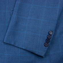 Brioni Cerulean Blue Wool Woven Windowpane Dual Vents 3Btn Jacket 46R