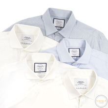 LOT of 5 Charles Tyrwhitt White Blue Cotton Striped Spread Dress Shirts 16