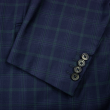 CURRENT Isaia Blue Green S140's Wool Plaid Woven Dual Vents 2Btn Jacket 46S