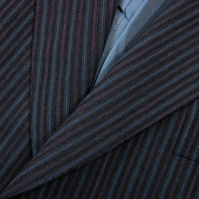 CURRENT Brioni Grey Blue Wool Striped Woven Dual Vents 3Btn Suit 50L