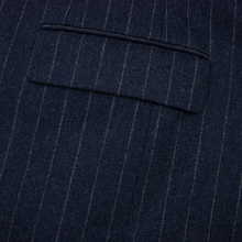 Paul Stuart Denim Blue Wool Flannel Striped Dual Vents 3Btn Suit 44R