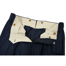 Paul Stuart Denim Blue Wool Flannel Striped Dual Vents 3Btn Suit 44R