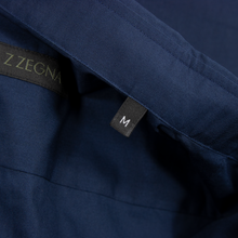 NWT Z Zegna Navy Blue Cotton Landmark Print Slim Fit Point Collar Dress Shirt M