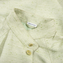 NWT Schiatti & Co. Green Silk Linen Shantung Leather Trim Blouson Jacket