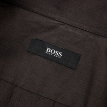 Hugo Boss Dark Chocolate Cotton End-on-End Semi-Spread Dress Shirt 44EU/17.5US