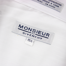 Monsieur by Givenchy White Cotton Twill Striped Short Sleeve Dress Shirt 15.5US