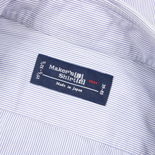 Kamakura Makers Shirt Blue White Cotton Striped Spread Collar Shirt 39EU/15.5