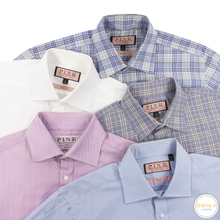LOT of 5 Thomas Pink Multi Color Cotton Plaid Checked Dress Shirts 15