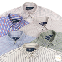 LOT of 6 Ralph Lauren Multi Color Cotton Plaid Striped Checked Dress Shirts 16