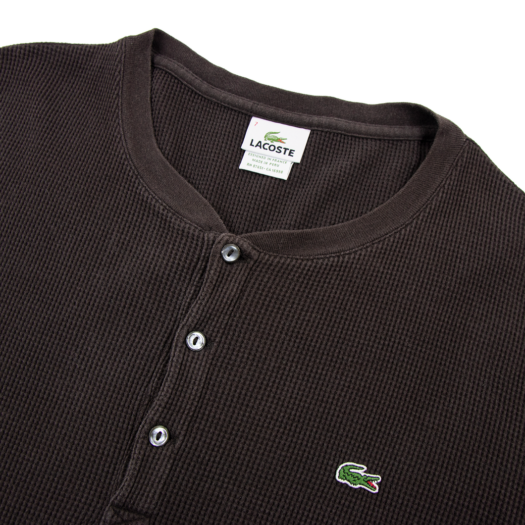 Lacoste Brown Cotton Textured LS Piped Half Button Scoop Neck Polo Sweater 2XL