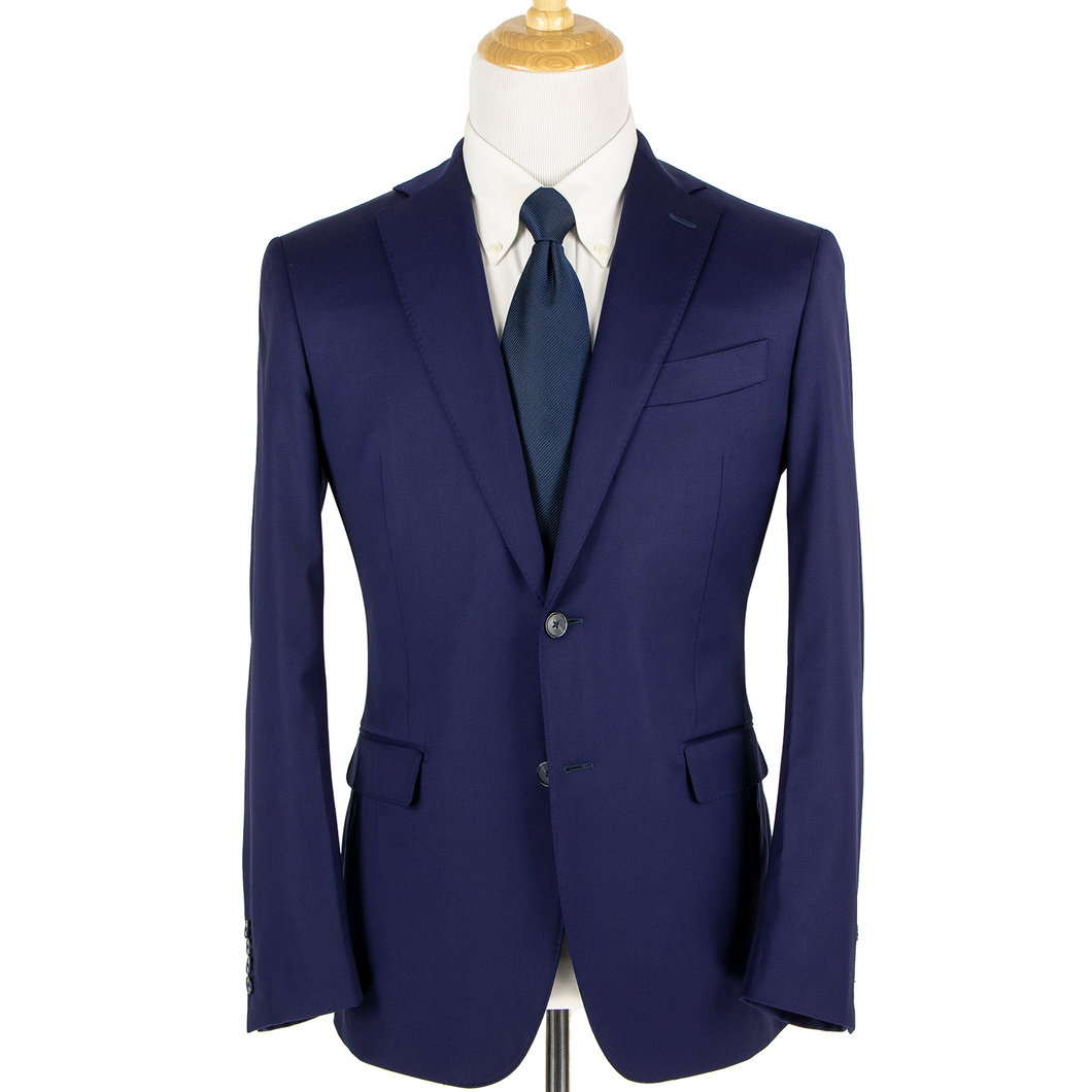 LNWOT Eidos Bazar Cobalt Loro Piana S120 Wool Twill Glossy Flat F. 2Btn Suit 40R