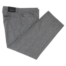Brioni Pewter Grey Wool Flannel Jean Cut 5-Pocket Flat Front Pants 36W