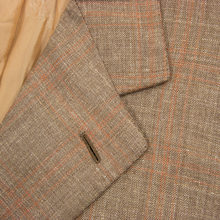 LNWOT Brioni Brown Orange 49% Cashmere Silk Windowpane Hopsack Vented Jacket 42S