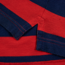 Gant The Hugger Red Blue Cotton Striped Half Button Short Sleeve Polo Shirt M