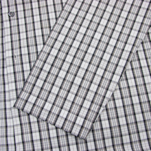 Eskandar Grey Black Brown Cotton Plaid MOP 3/4 Sleeve Spread Dress Shirt 17US