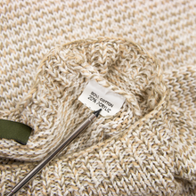 Zegna Tan White Cotton Blend Ribbed Knit Crew Neck Sweater 52EU/Large