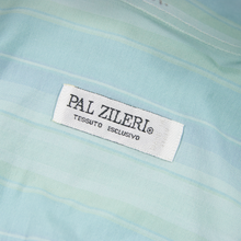 Pal Zileri Teal Mint Cotton Gradient Stripe MOP Btn Down Dress Shirt 43EU/17US