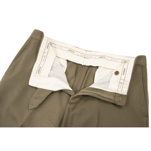 Armani Collezioni Plaza Taupe Wool Cavalry Twill Flat F. Dress Pants 34W