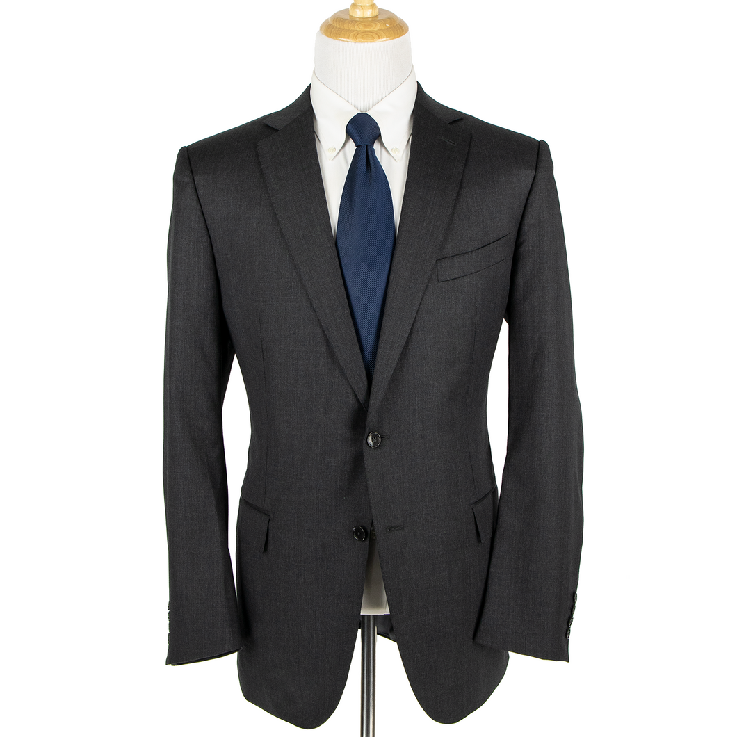 Ermenegildo Zegna Mila Multiseason Anchor Grey Wool Pleated Front 2Btn Suit 44L