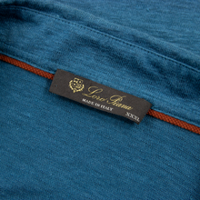 Loro Piana Teal Linen Slubby Collared Half Button Short Sleeve Polo Shirt 3XL