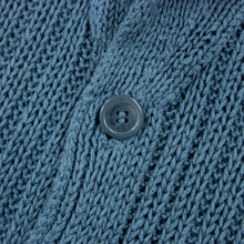 Loro Piana Cerulean Blue Linen Ribbed Knit Shawl Collar Cardigan Sweater Large