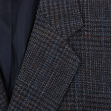 Christian Dior Grey Black Blue Wool H-Tooth Overcheck Tweed 2Btn Jacket 42L